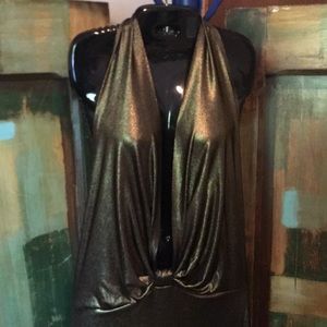 Vintage Art Deco Liquid Antique Gold Gown Large